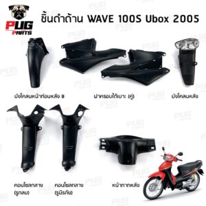 ชิ้นดำเวฟ100S ubox 2005 ชิ้นดำด้านเวฟ Wave100S ubox (2005) ชิ้นดำHonda Wave100 ubox ชิ้นพลาสติกดำเวฟ100 ubox NCA