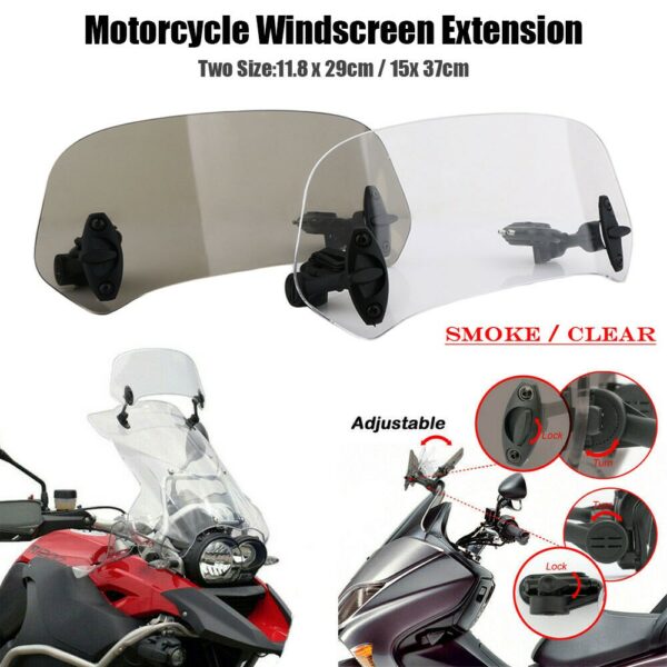 ชิวมอเตอร์ไซค์ ปรับระดับได้ Extra Windshield Motorcycle Touring ทัวริ่ง Scooter Bigbike Sport ใส่ได้ทุกยี่ห้อ 29-38cm