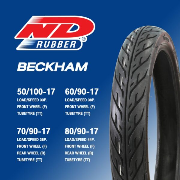 [ใส่โค้ด YG81CT9 ลด 40 บาท] ยางมอเตอร์ไซค์ ขอบ 17 ND Rubber ลาย ไฟ Beckham