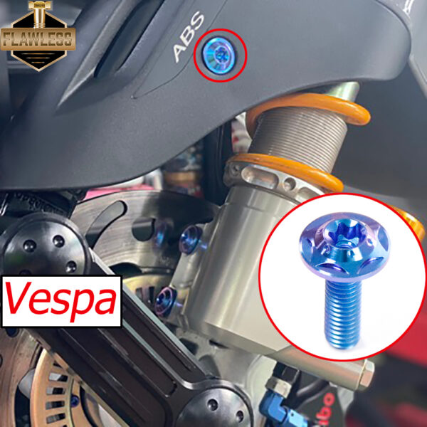 FLAWLESSTI Vespa Sprint 150 Primavera 150 S 125 น๊อตบังโคลนหน้า น๊อตไททาเนียม เกรด5