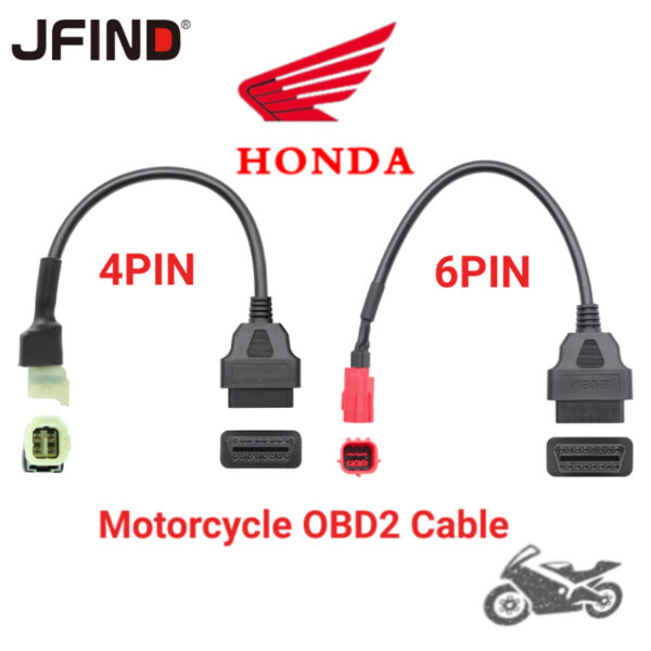 สายเคเบิลอะแดปเตอร์เชื่อมต่อ OBD 4 PIN 6 PIN เป็น 16 PIN OBD2 สําหรับรถจักรยานยนต์ Honda