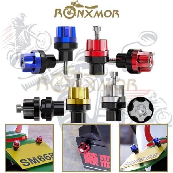 Ronxmor ใหม่ น็อตสกรูเกลียวกรอบป้ายทะเบียนรถมอเตอร์ไซค์ CNC อะลูมิเนียมอัลลอย อุปกรณ์เสริม สําหรับรถจักรยานยนต์ รถบรรทุก 2 ชิ้น