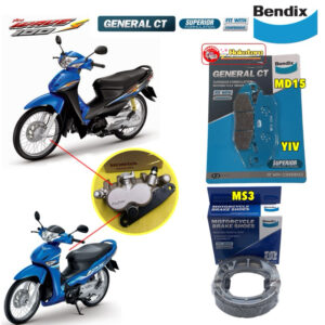 ผ้าเบรค Honda Wave 125-1S บังลม Wave125R Wave125 X / Wave 100S u box (ปี04-08) ดิสเบรคหน้า+ดรัมเบรคหลัง (MD15