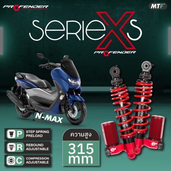 โช้คหลัง Profender รุ่น X-Series สำหรับ Yamaha Nmax155 ปี 2020 ขึ้นไป (หัวกลับ) By Motofiix