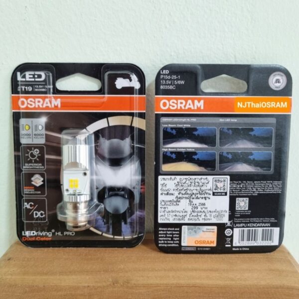 ชุดไฟหน้ามอเตอร์ไซด์ Osram T19 LEDriving HL Pro (Dual Color)