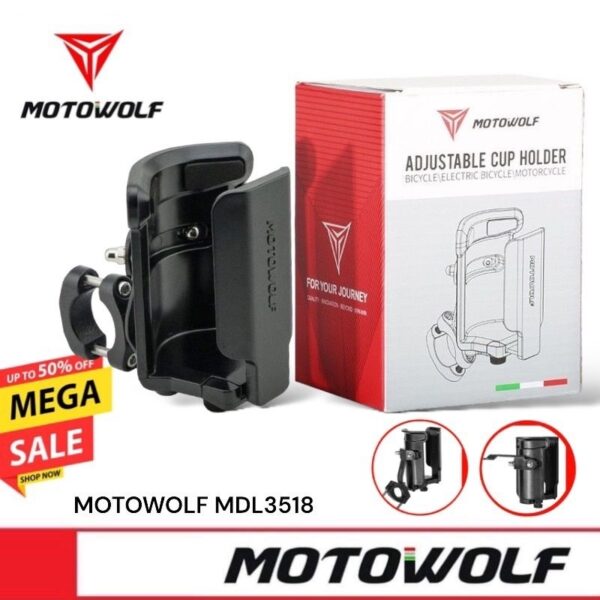 MOTOWOLF MDL 3518 ที่วางแก้วน้ำมอเตอร์ไซด์ ที่ใส่แก้วน้ำ ที่ใส่ขวดน้ำ ที่วางแก้วน้ำ